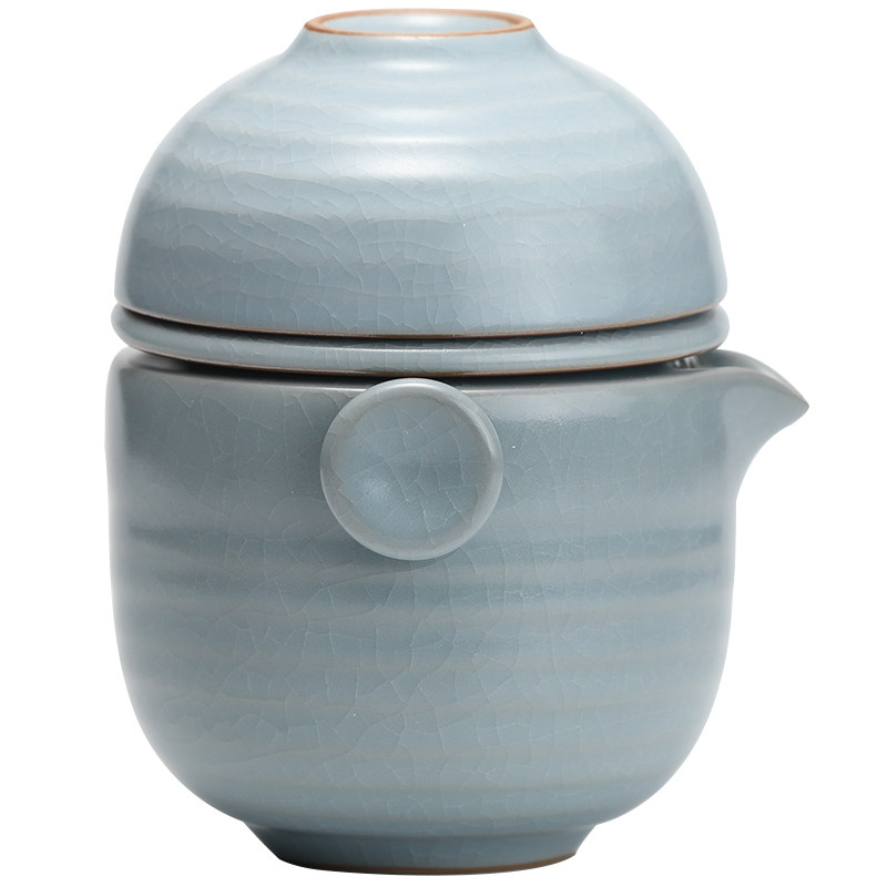 三勤堂汝窑茶具旅行功夫茶具套装手抓壶景德镇陶瓷便携快客ST2016