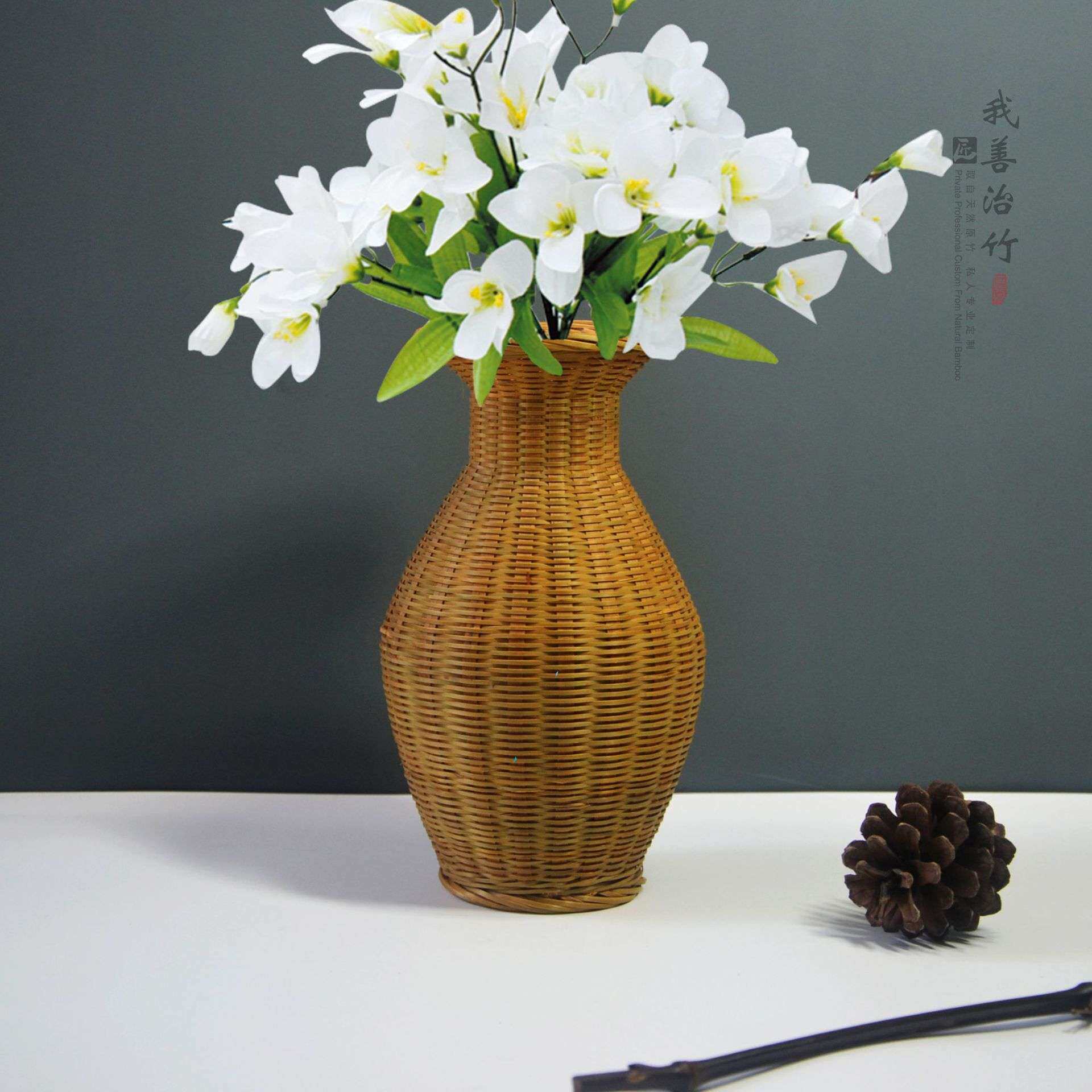 厂家源头竹编花瓶竹编花器竹编花插竹编花钵竹编摆件手工竹编加工