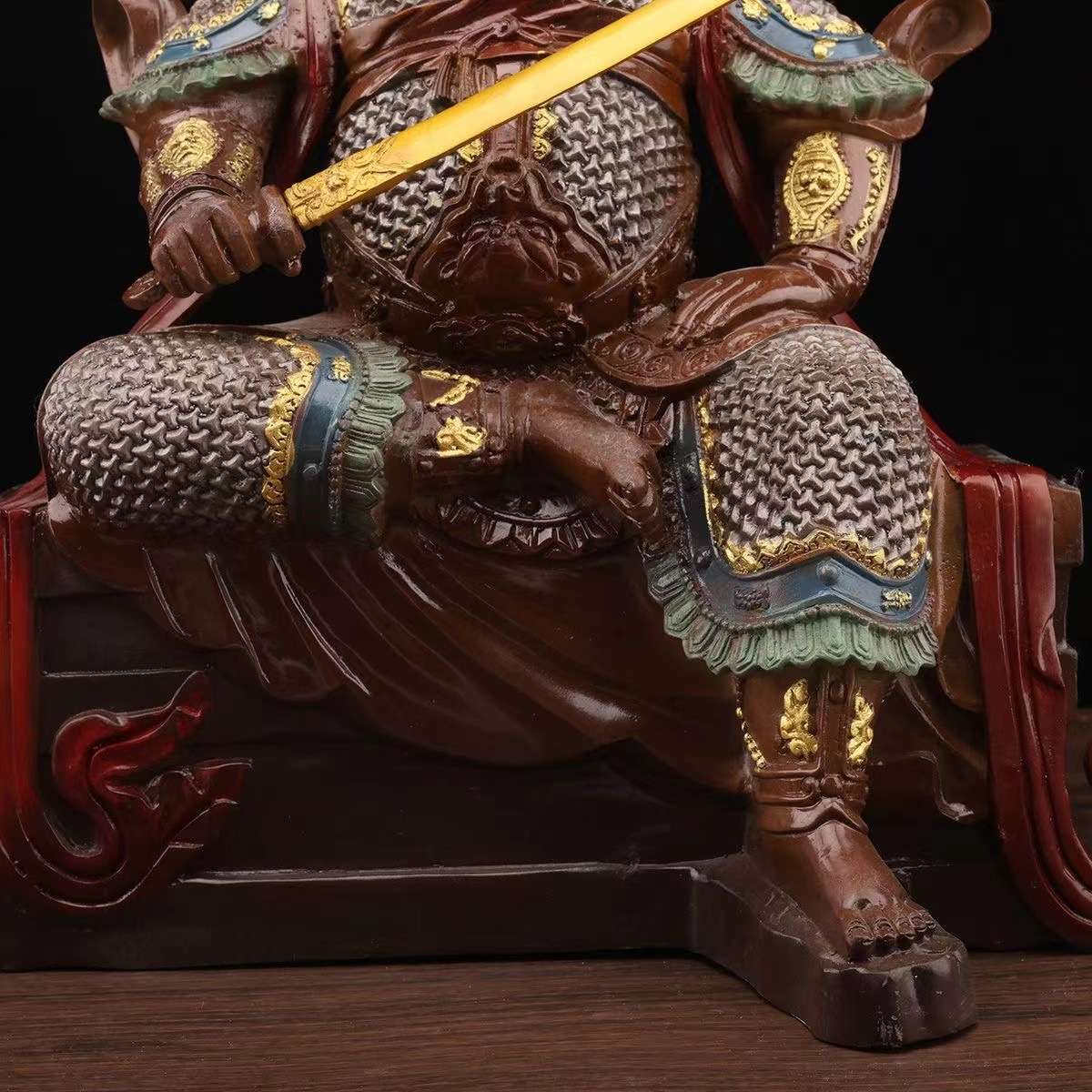 武当山真武祖师摆件纯铜彩绘玄天玄武大帝家用客厅神像祖师爷T