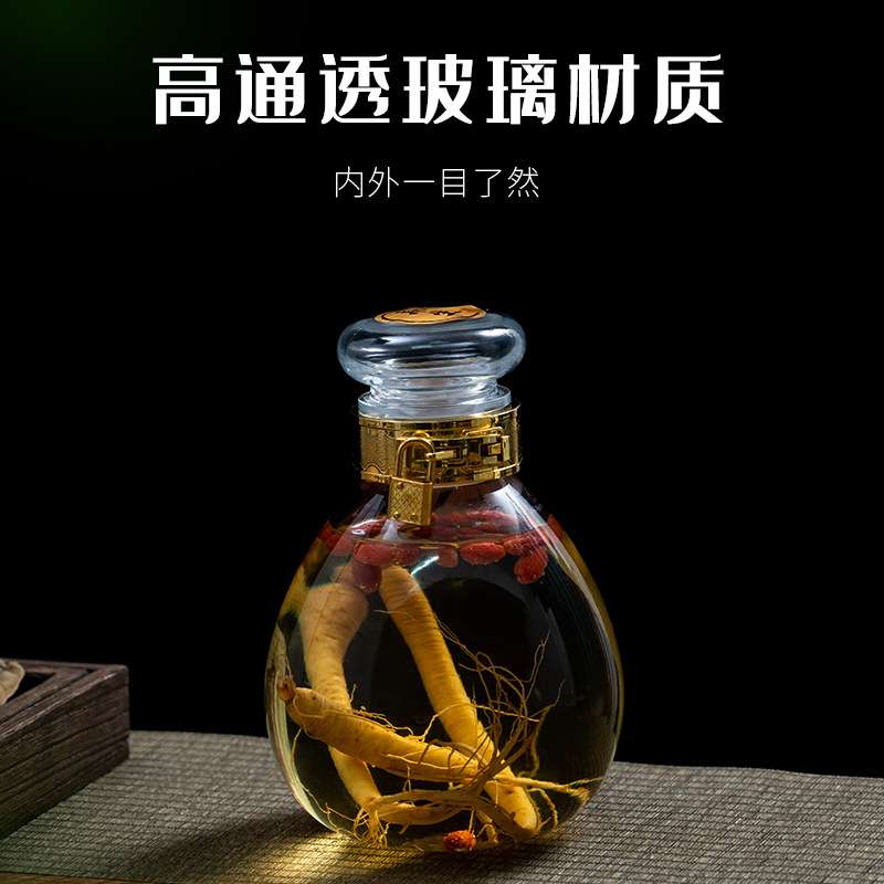 十斤装人参玻璃泡酒瓶玻璃瓶子密封罐酒瓶带龙头带盖小口泡酒缸