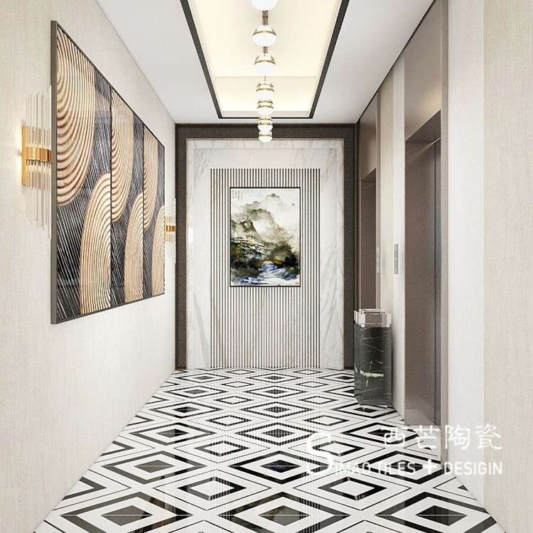 800*800客厅卧室走廊餐厅黑色灰色白色拼花地砖无限拼接造型瓷砖