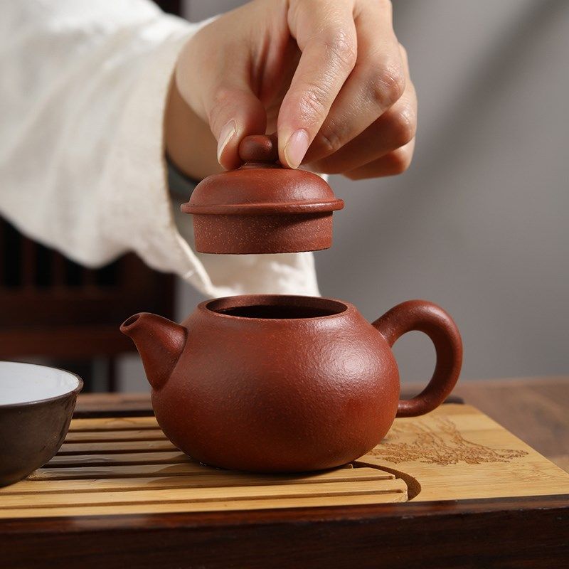 古韵壶潮州手拉坯朱泥壶泡茶壶家用功夫茶具单壶小号紫砂壶泡茶器