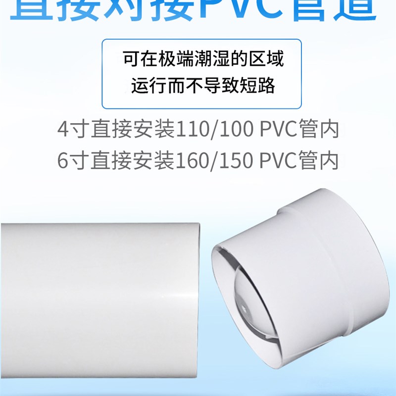 管道风机排气扇4寸抽风机厕所排风扇110增压抽油厨房墙壁式静低音