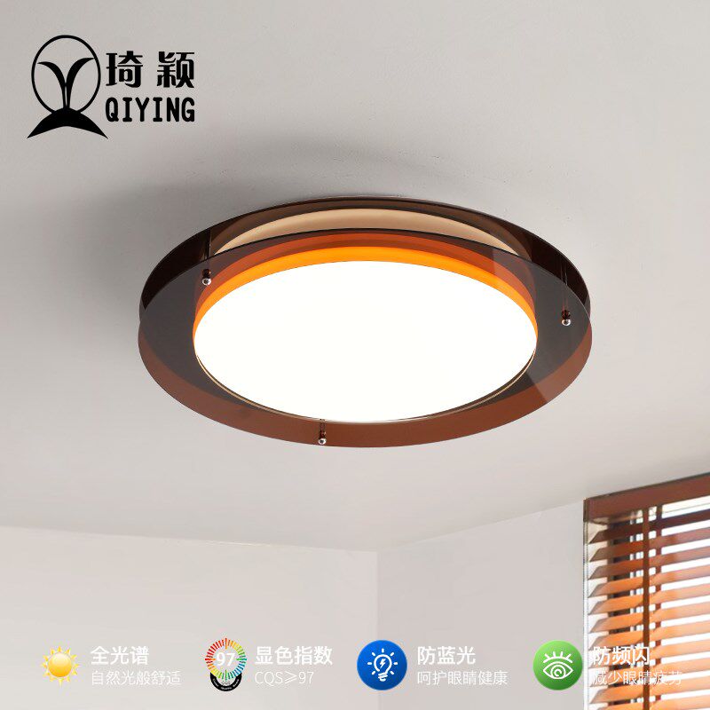 法式中古vintage书房卧室吸顶灯设计师复古南洋风茶色衣帽间灯具