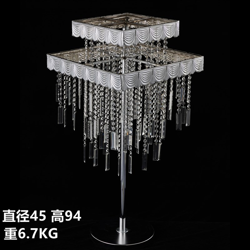 婚庆新款道具水晶冰条桌花花器婚礼堂舞台甜平台桌面铁艺摆件装饰