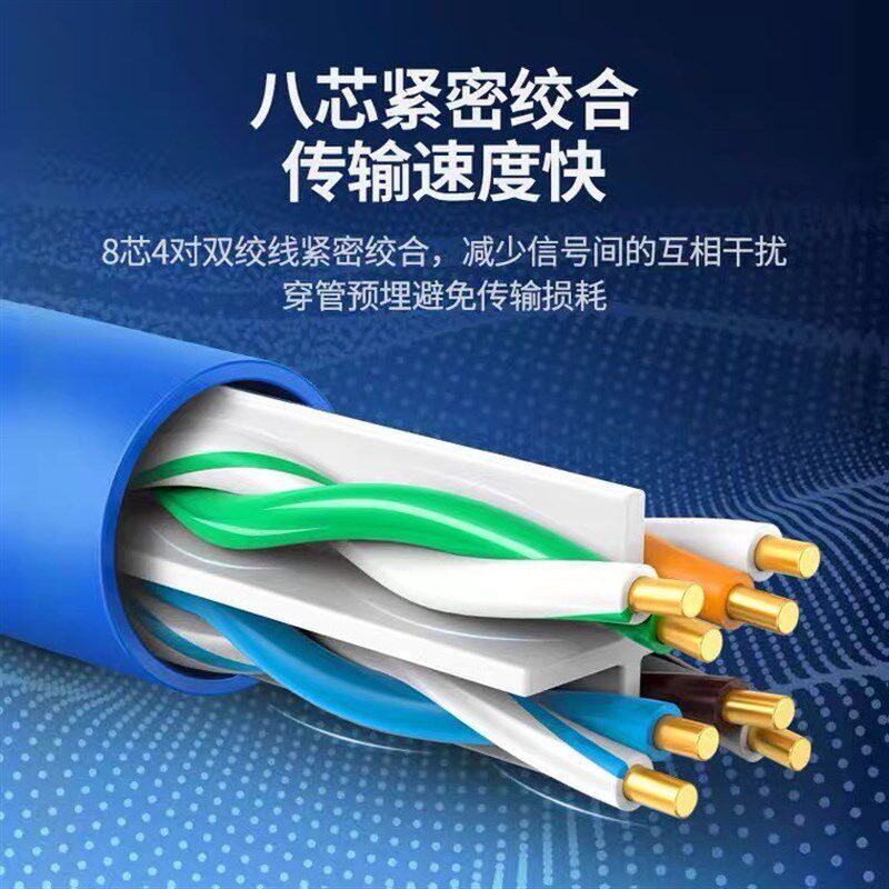 超六类网线安普蓝色紫色黄色红色橙色8芯0.57千兆纯铜棕色白色