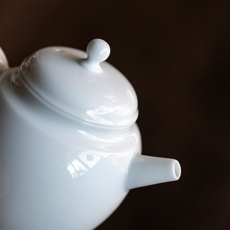 甜白釉手工小品壶茶壶单个家用陶瓷冲茶器带过滤泡茶水壶功夫茶具