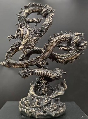 神龙手办纯铜龙中国风中式高档工艺品家居创意品装饰摆件雕塑黄铜