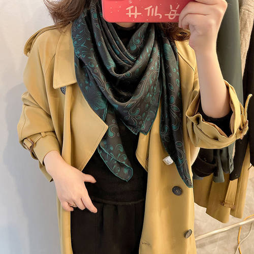 杭州丝绸桑丝巾2022春款围巾女方巾披肩两用