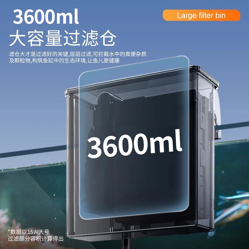 鱼缸壁挂过滤器净水循环三合一水泵大号外置瀑布式壁挂净水一体机