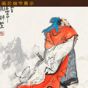 魏武观沧海图 曹操画像 孟德 三国演义人物 装饰画 丝绸画 卷轴画