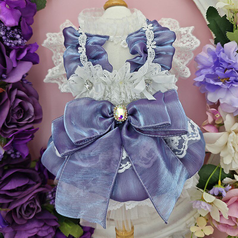 私宠手作紫流光纱狗狗薄款纱裙小型犬夏天透气公主裙泰迪贵宾衣服