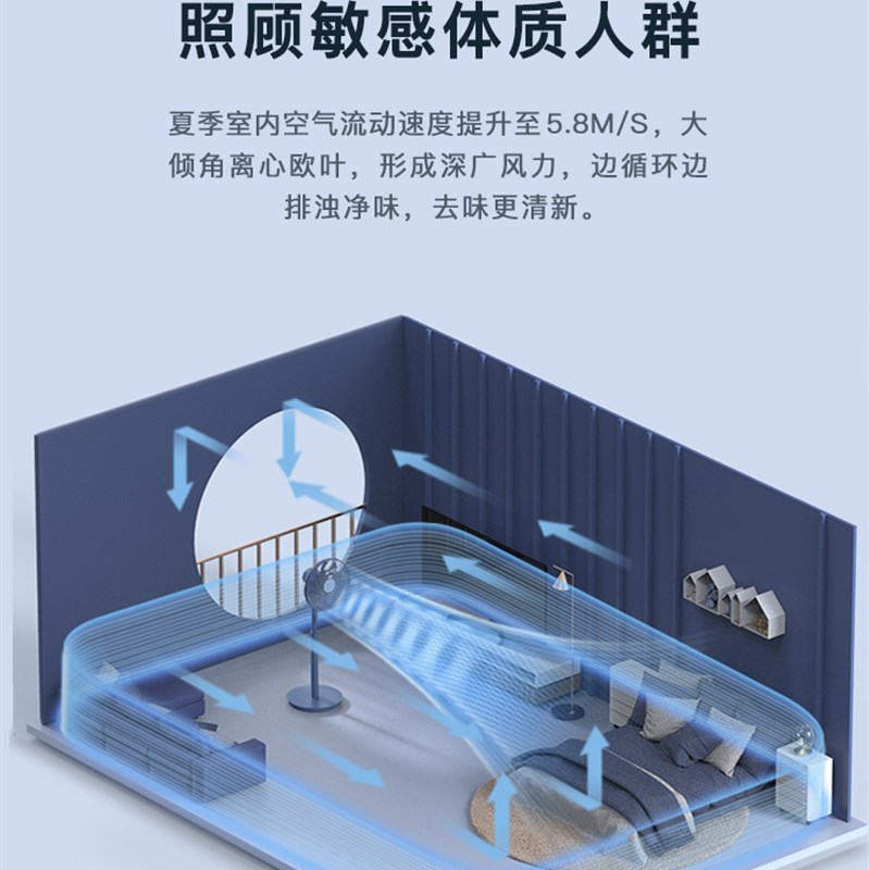 星钻空气循环扇家用立式落地遥控静音涡轮对流扇空调循环电风扇