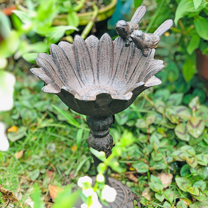 户外摆件铁艺喂鸟器铸铁花盆花器复古花园装饰品庭院布置阳台烛台