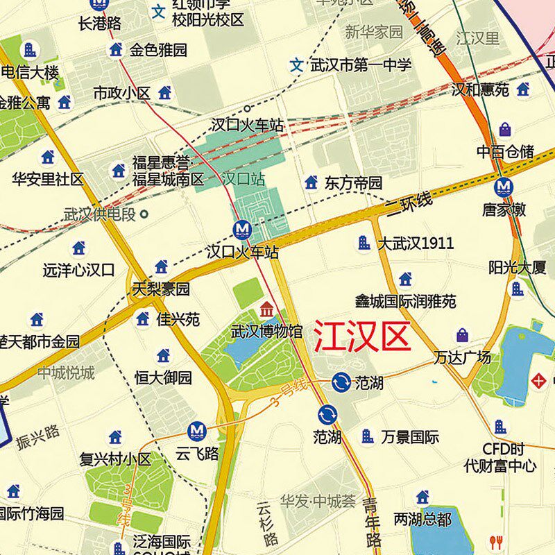 2025新款武汉市城区地图办公室挂图高清防水墙壁装饰实物推荐定制