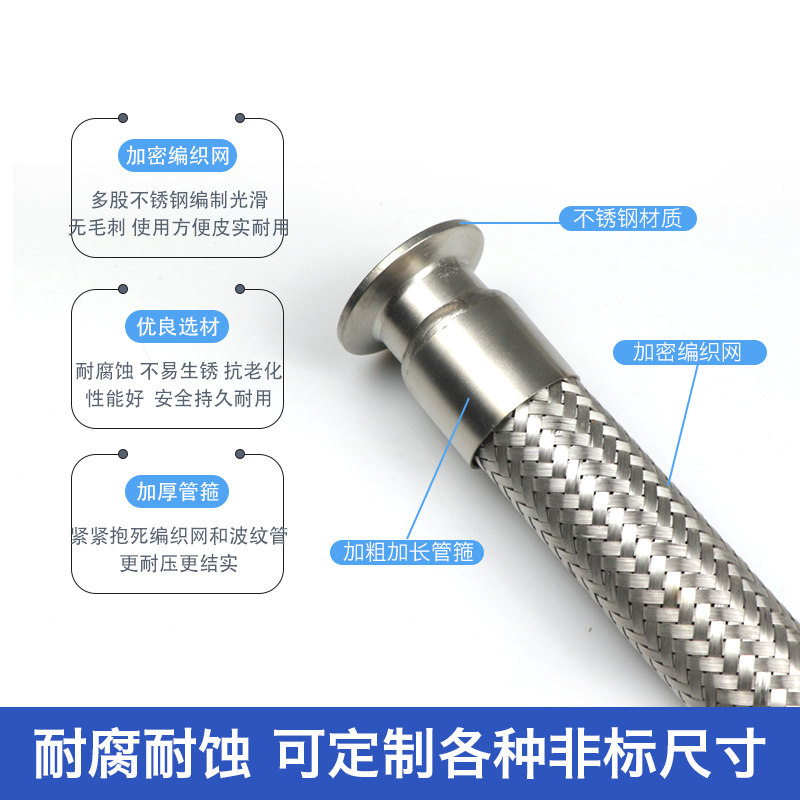 304不锈钢快装软管卫生快装卡盘金属波纹管卡箍波纹抱箍编织软管