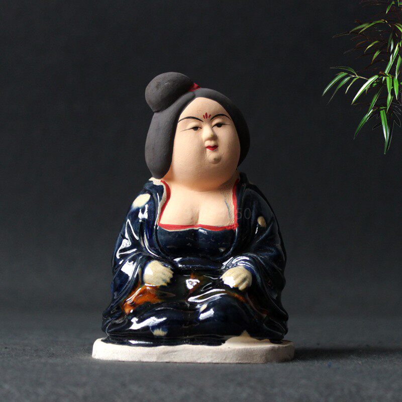 陶瓷仕女摆件陶俑胖妞艺术品复古收藏品做旧唐三彩装饰品礼品