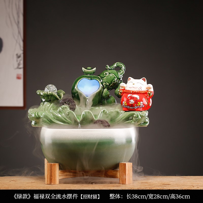 禅意中式流水摆件开运流水过滤鱼缸创意客厅玄关桌面乔迁开业礼品