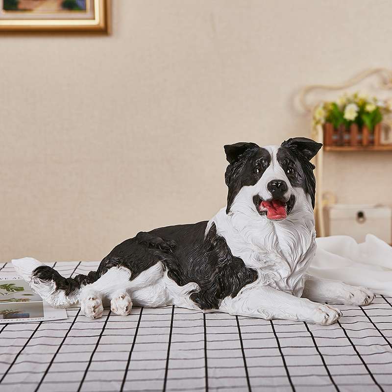 仿真边牧摆件树脂柯利犬模型仿真狗摆件苏格兰边境牧羊犬动物雕塑
