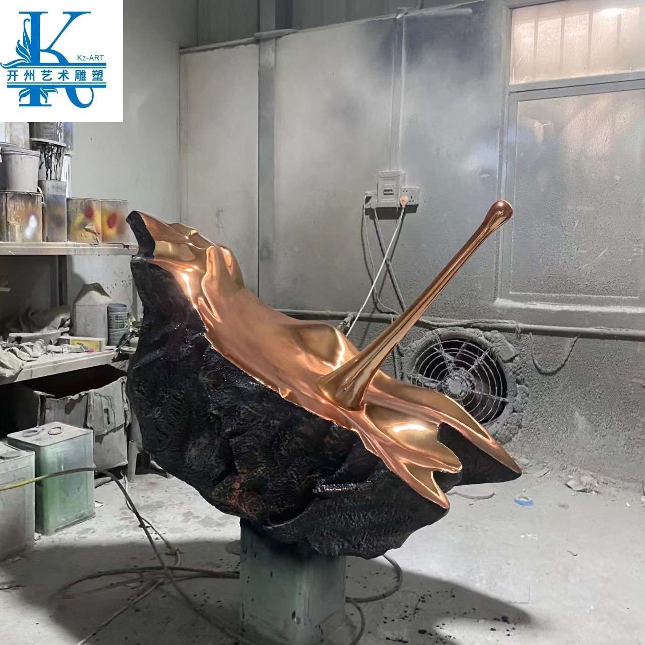 电镀抽象雕塑摆件酒店大堂样板房客厅艺术摆设玄关落地水滴装饰品