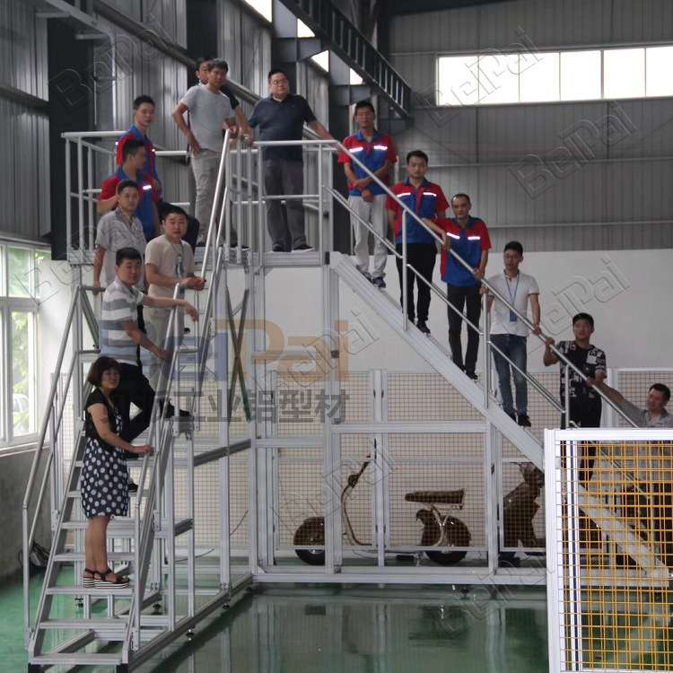 贝派铝合金扶梯工业检修平台移动踏步系统双侧八步梯杭州加工厂家