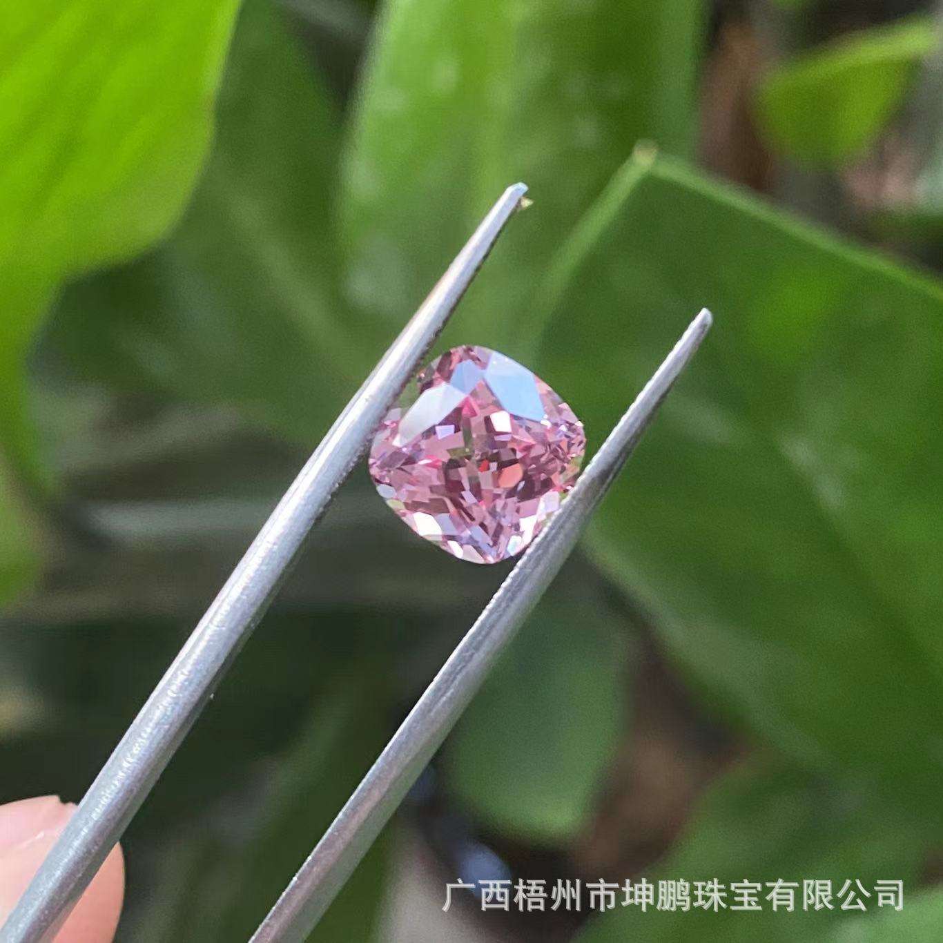 源头工厂肥正方帕帕拉恰实验室培育蓝宝石粉橙色枕形手饰裸石戒面