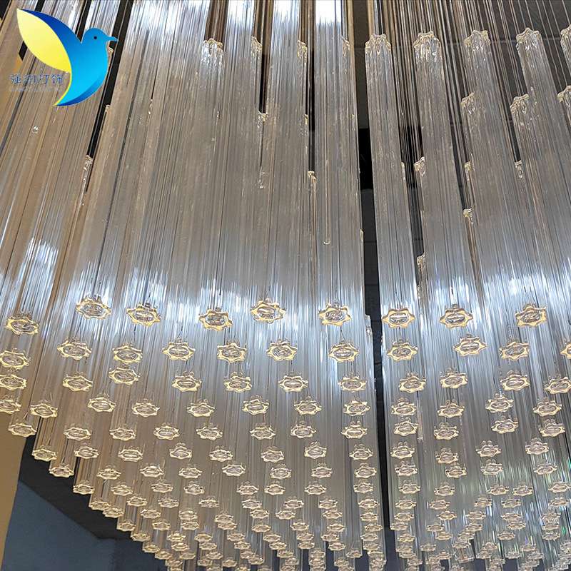 水晶吸顶灯LED灯酒店售楼部空中吊饰中庭艺术椭圆形简约工程灯