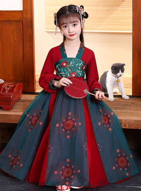 2021新款汉服儿童古装中国风秋冬装女童长袖网红爆款小女孩襦裙子
