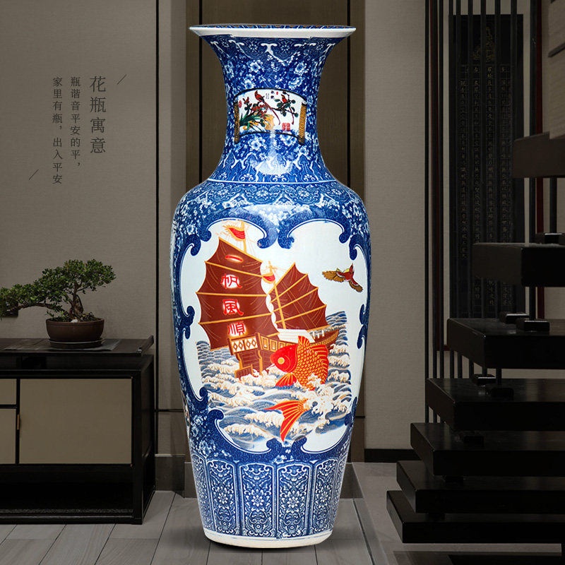 景德镇陶瓷落地大花瓶家居客厅玄关装饰公司酒店开业乔迁大号摆件
