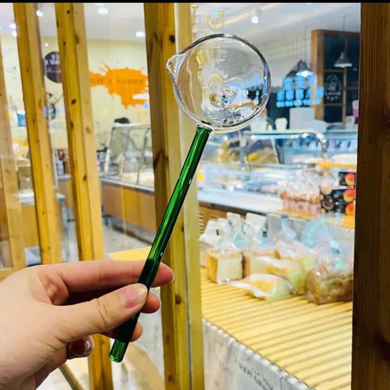 手工彩色玻璃汤勺耐高温煮茶勺家用热油料酒勺咖啡搅拌勺网红创意