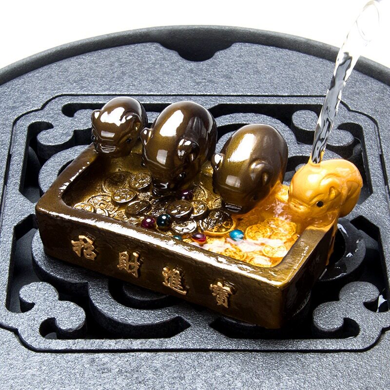 小猪喝水变色茶宠摆件趣味茶盘装饰可爱茶玩茶具招财生肖福猪可养