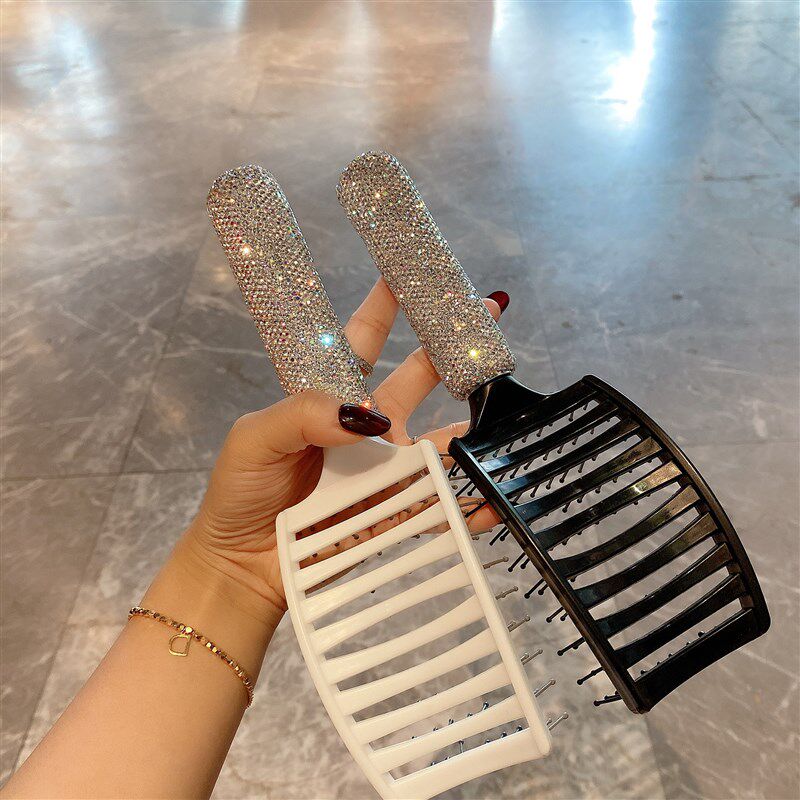网红镶钻排骨梳顺发蓬松头发造型高颅顶神器高颜值家用卷发按摩梳