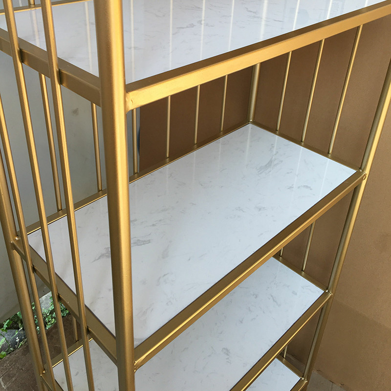 置物架北欧铁艺落地大理石书架多层客厅收纳架轻奢网红卧室展示架
