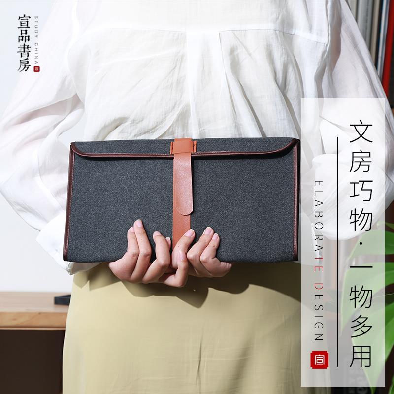 毛笔笔帘中国风毛毡包毛毡笔袋大容量便携初学者练习用书法国画实