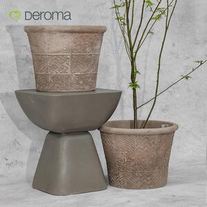 DEROMA帝罗马法式中古陶花盆浮雕复古花盆粗陶手工抗冻抗裂室内外