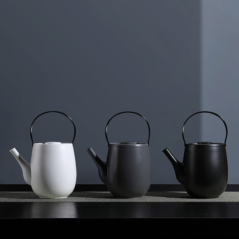 黑陶恒温泡茶壶 一壶四杯功夫茶具套装 家用小套保温带茶盘礼盒装