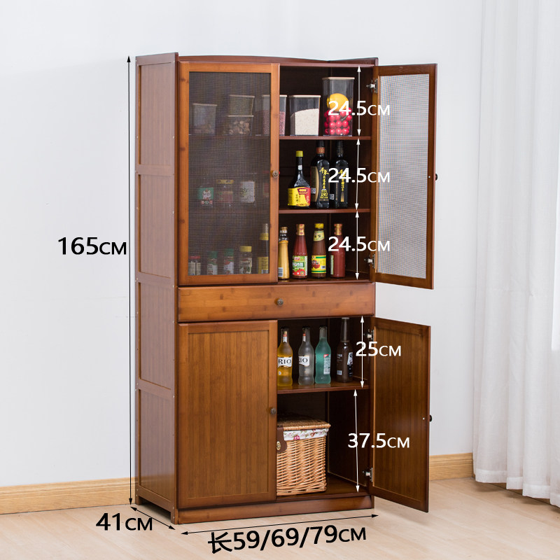 简易碗橱柜厨房老式小碗柜透气家用餐边柜经济型茶水柜楠竹储物柜