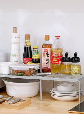 厨房可收缩置物架橱柜碗碟架厨具调味品收纳架厨房调料架储物架