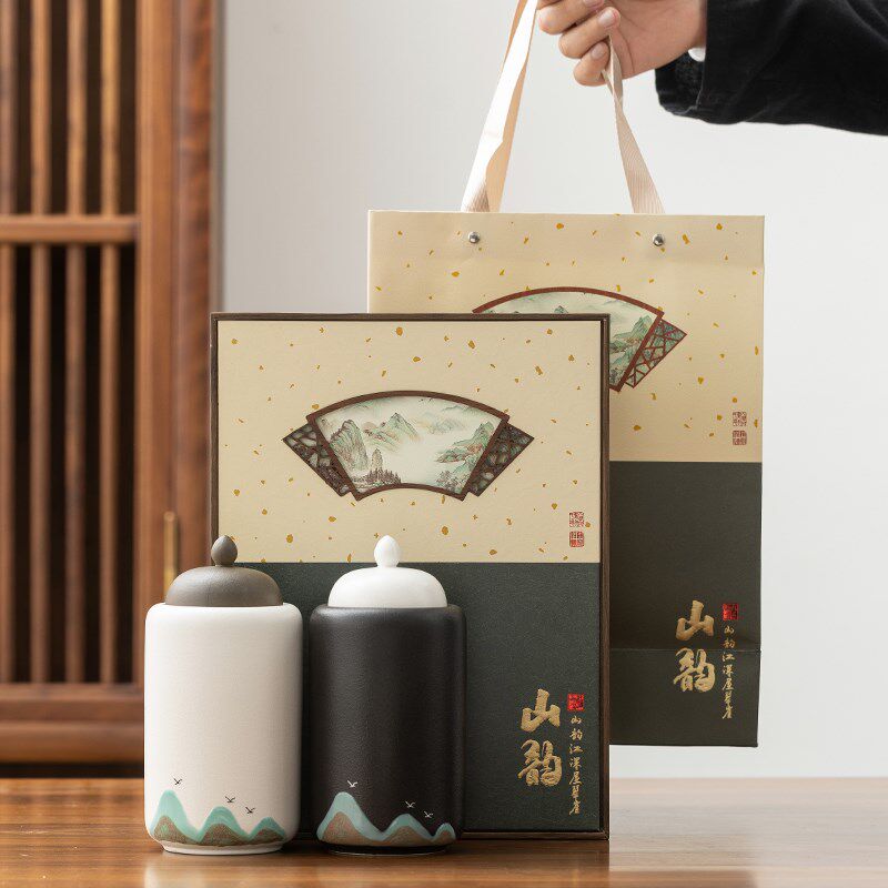 中式国风高档茶叶礼盒装空盒瓷罐包装盒红茶白茶普洱龙井绿茶定制