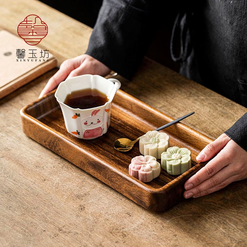 南美胡桃木点心盘长方形整木餐盘糕点水果盘木质干果收纳盒茶托盘