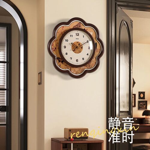 中式静音挂钟2025新款艺术客厅钟表中古风个性挂墙创意时钟免打孔