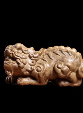 天然金丝楠木祥瑞貔貅摆件招财进宝文玩手把件寓意雕刻桌面摆件