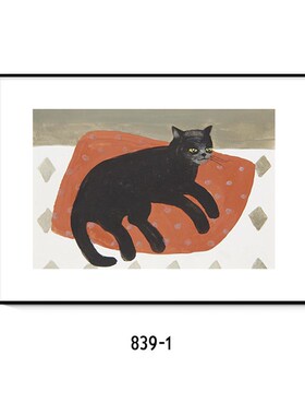 红毯上的猫小众动物油画装饰画芯打印民宿轻奢餐厅卧室复古挂画心