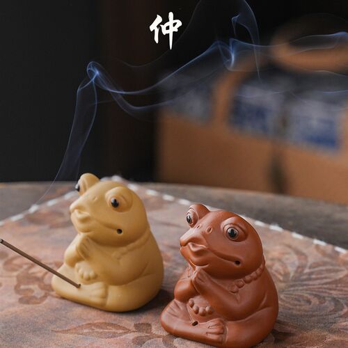 紫泥茶宠物精品店可以养萌青蛙茶玩禅香底座茶道茶具小摆设