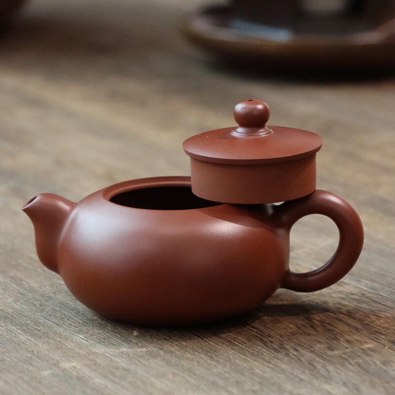 吴洁敏【扁贵妃】朱泥壶纯全手工泡茶单人功夫茶具名家用大小容量