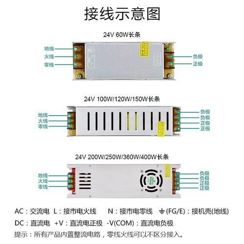 佳新源LED长条形超薄电源24V灯带灯条灯箱100W200W300W400W变压器