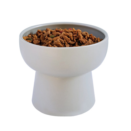可爱陶瓷护颈猫食盆高脚防漏食斜口猫狗粮碗水碗扁脸加菲宽口猫碗