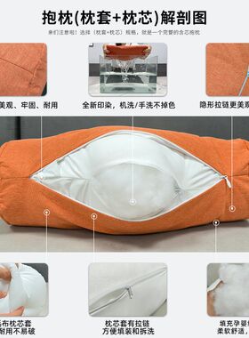 沙发圆柱型长条枕圆形抱枕糖果小头枕腰枕靠垫圆筒靠枕套罩不含芯