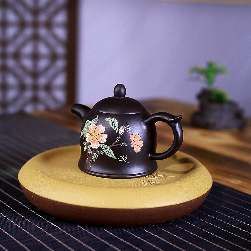 宜兴原矿紫砂壶纯全手工紫砂壶泡茶壶功夫茶黑泥禅意金锺200毫升