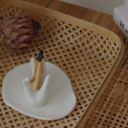 WULIHOME香托秘鲁圣木燃烧托盘首饰盘香薰托盘室内瑜伽店装饰摆件